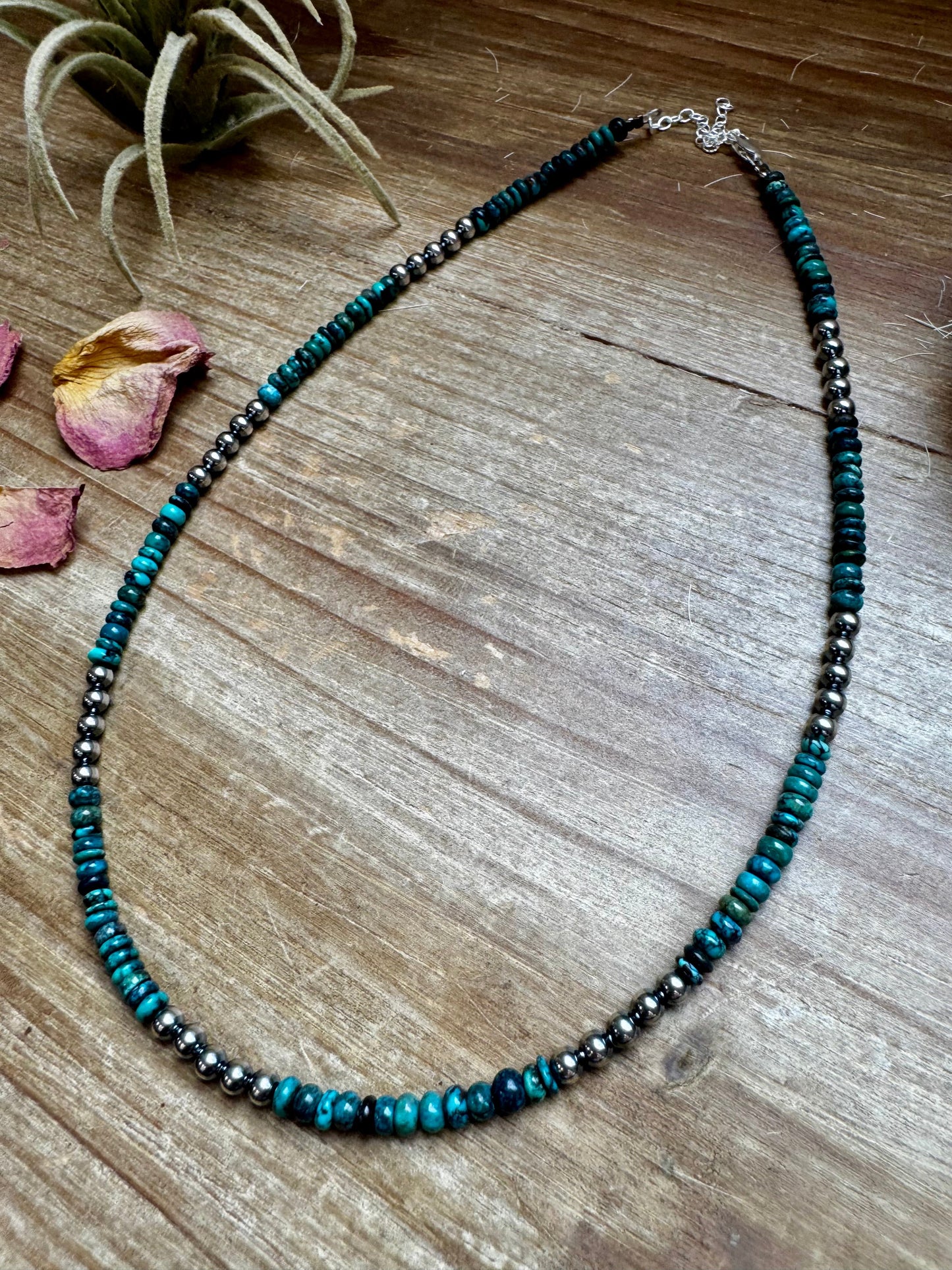 Sterling Silver Pearls and turquoise - Darker blue