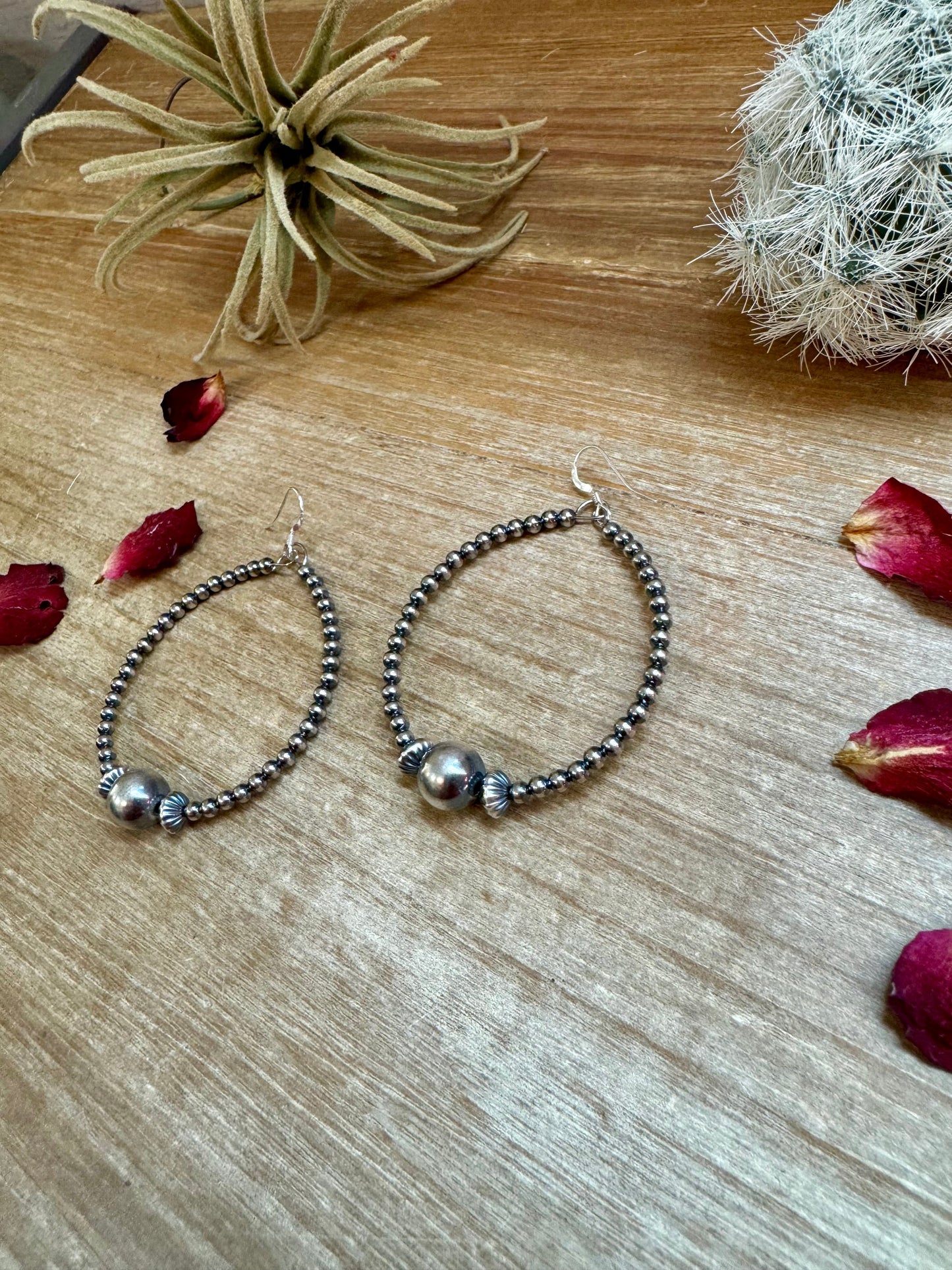 Sterling Silver Pearls Teardrop Hoops