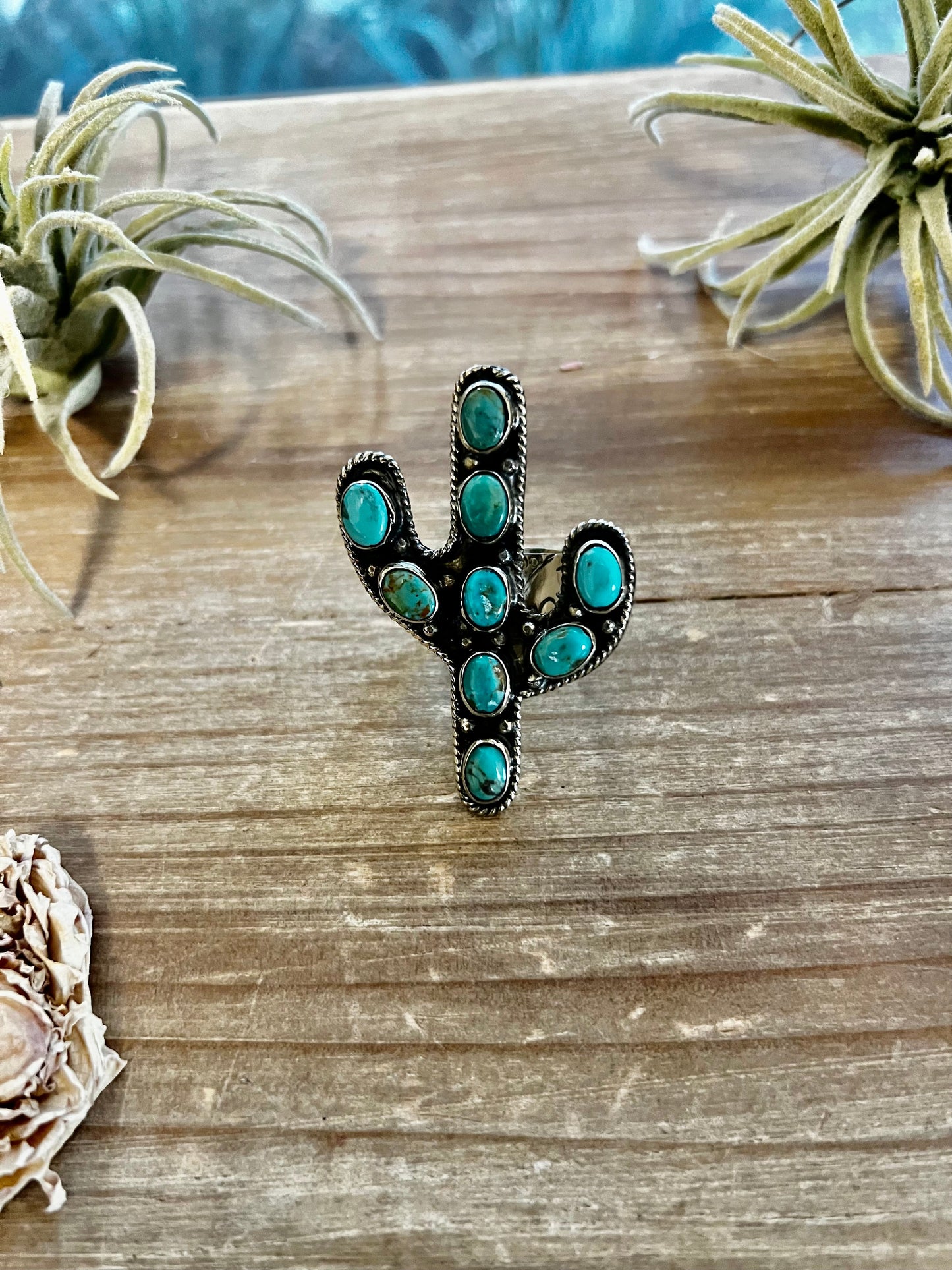 Blue Cactus Turquoise ring