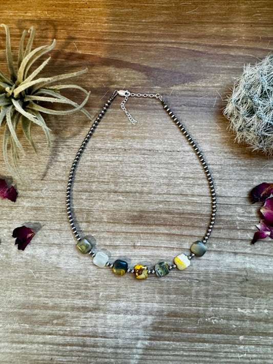 Bumblebees 14in Sterling Silver Pearl Choker