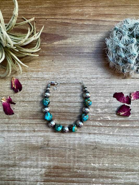 Sterling Silver Pearls bracelet and turquoise