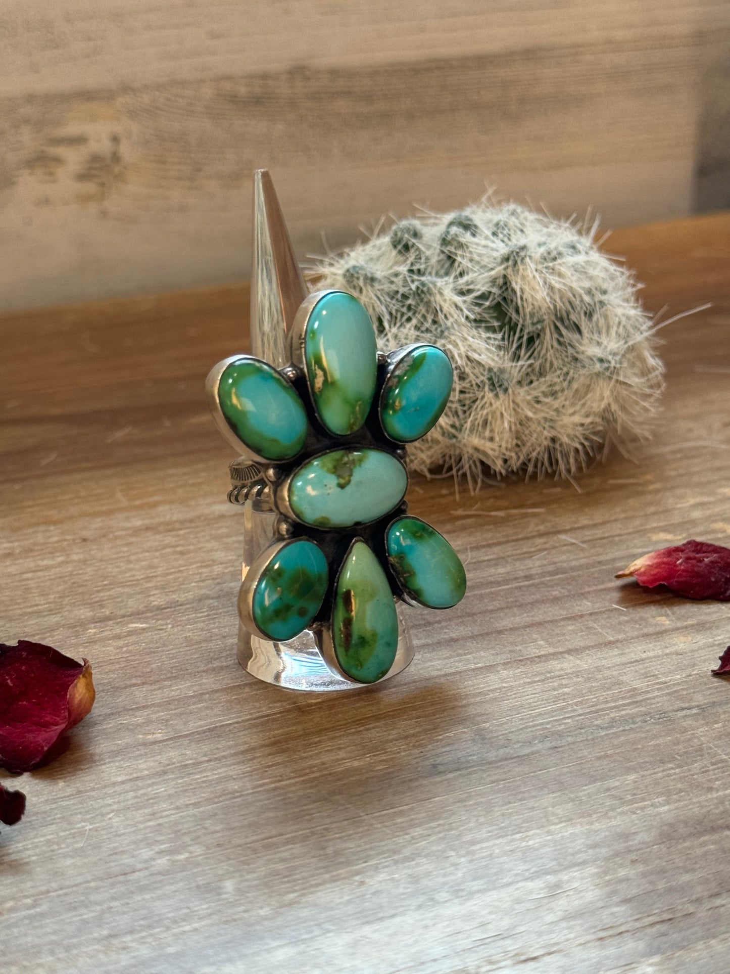 All Flower Adjustable Turquoise Ring