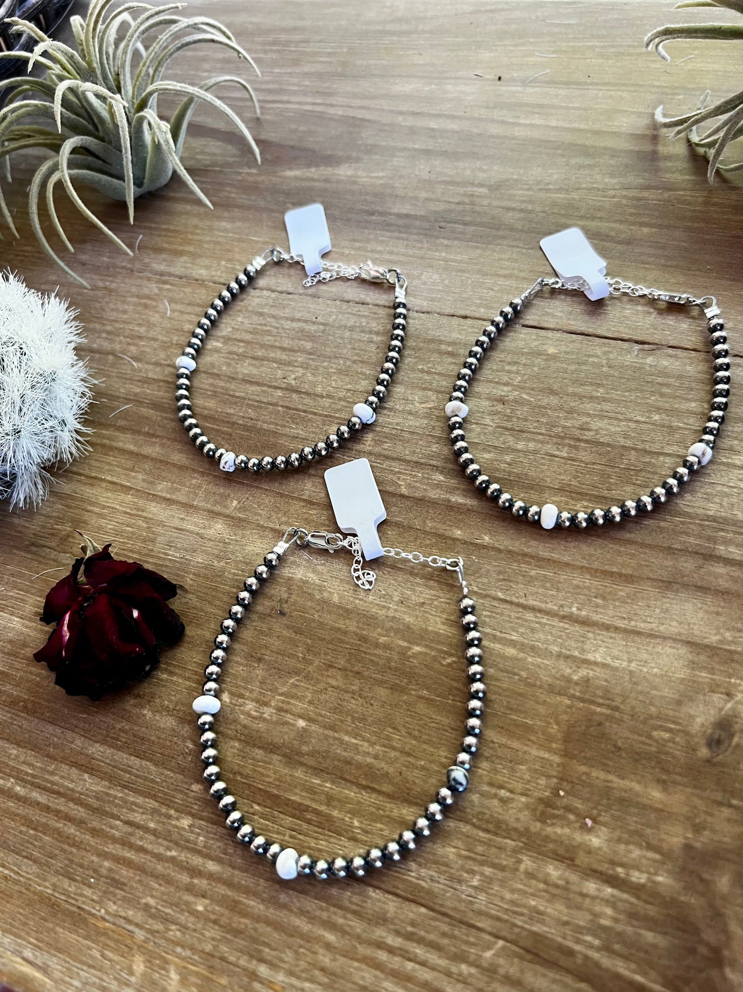 White Buffalo with Sterling Silver Pearls